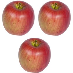 Bellatio Kunstfruit appels - decoratievrucht - 8 cm - 3x - decofruit - Kunstbloemen
