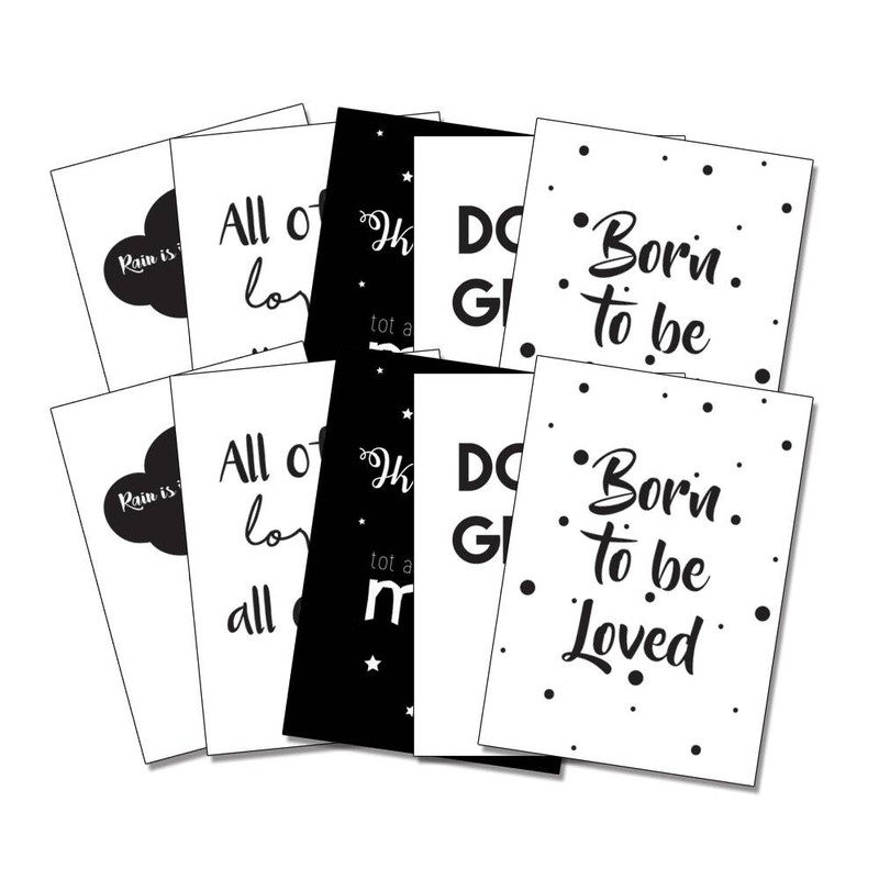Zwart wit kaartenset - Interieurkaarten - 10 stuks - Tekst - Liefde  - DesignClaud - 