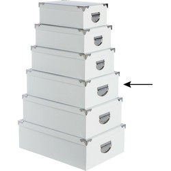5Five Opbergdoos/box - wit - L40 x B26.5 x H14 cm - Stevig karton - Whitebox - Opbergbox