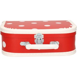 Babyshower cadeau koffertje rood polkadot 25 cm - Decoratieve opbergbox