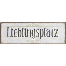 Clayre & Eef Tekstbord  30x10 cm Wit Zwart Metaal Rechthoek Wandbord