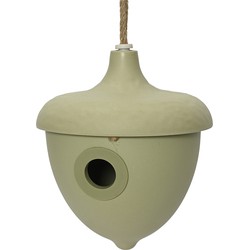 Decoris Vogelhuisje - bamboe hout - lichtgroen - D17 x H19 cm - nestkastje - Vogelhuisjes