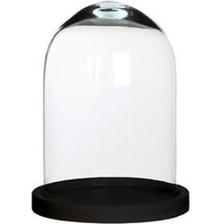 Mica Decorations Stolp Hella - zwart - glas en eikenhout - 17 x 23 cm - Decoratieve stolpen