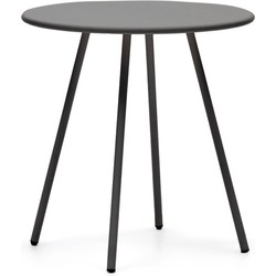 Kave Home - Montjoi ronde buitentafel in staal met grijze afwerking, Ø 70 cm